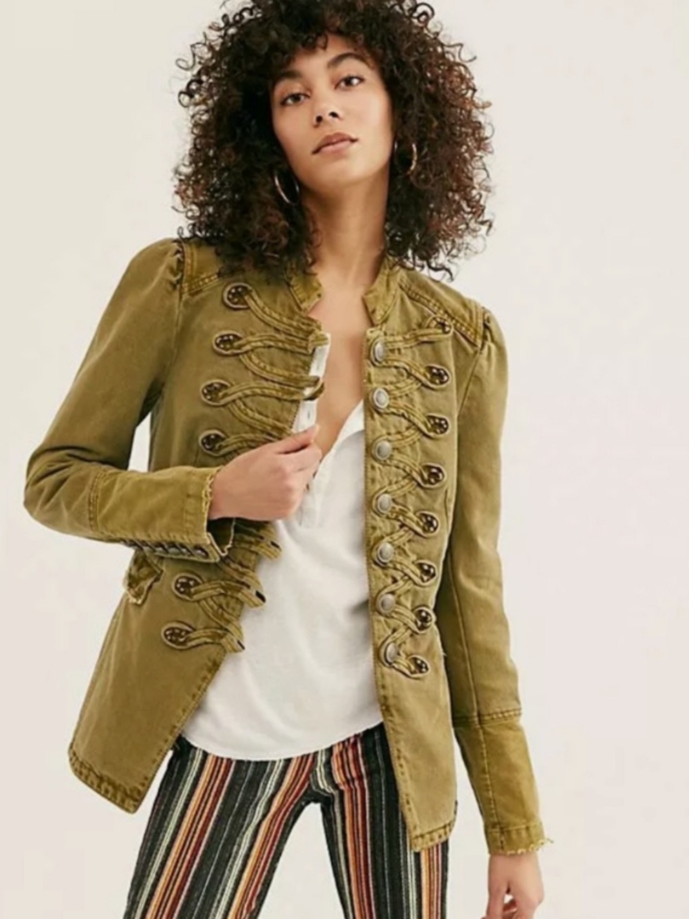 Free People Seamed and Structured Denim Jacket Size Small